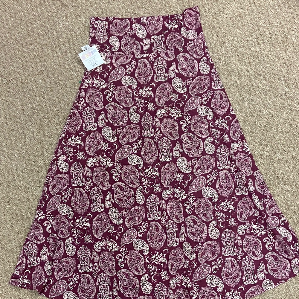 LuLaRoe Burgundy Paisley Maxi Skirt